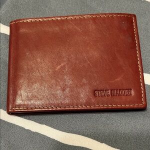Steve Madden Chestnut Leather RFID Card Holder